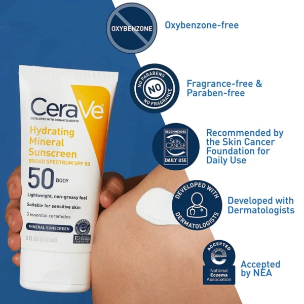 CeraVe Hydrating Sunscreen SPF 50+ – Broad Spectrum | Best Sunscreen for Sensitive Skin in Pakistan - Image 2